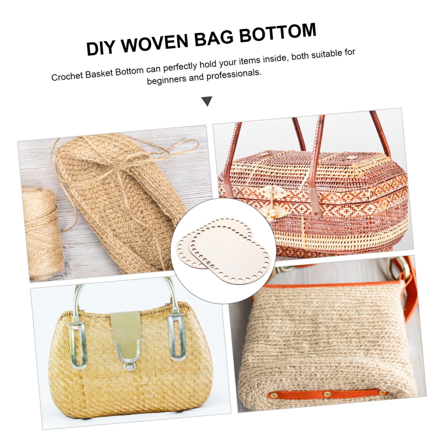 Anneome 2Pcs Wooden Crochet Basket Bases Durable Bottoms for DIY Crafting Smooth Finish for Easy Weaving for Beginners Professionals Present for Friends Family