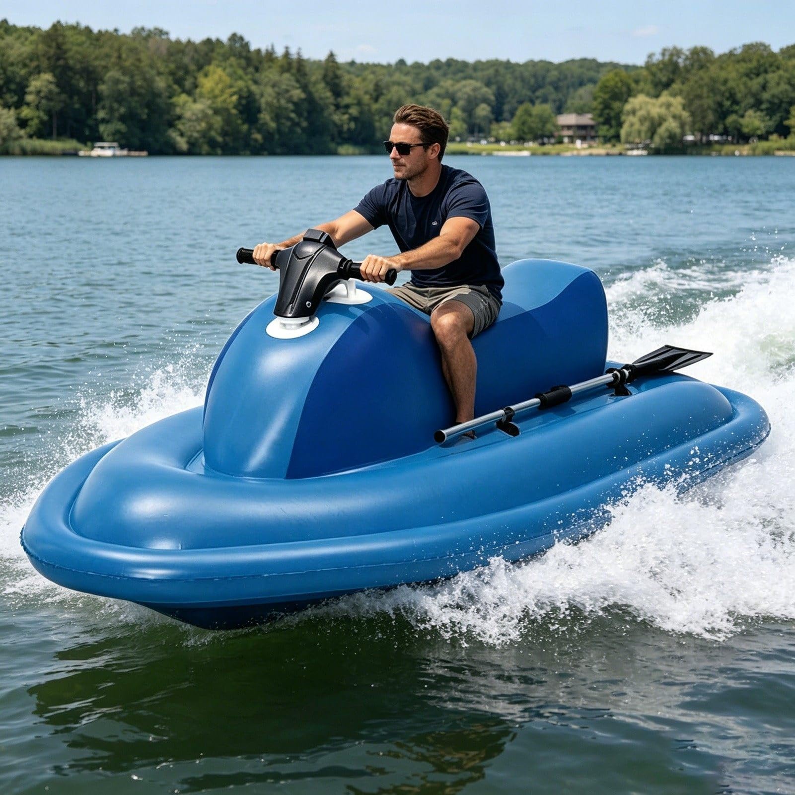 ExoticaBlend Inflatable Boat Jet Ski with Motor, Electric Underwater Scooter, 500/700W Power, 3-7km/H Speed Easy Ride Mini Jet Boat for Adults, Pool, Lake & Ocean Fun 500W16A