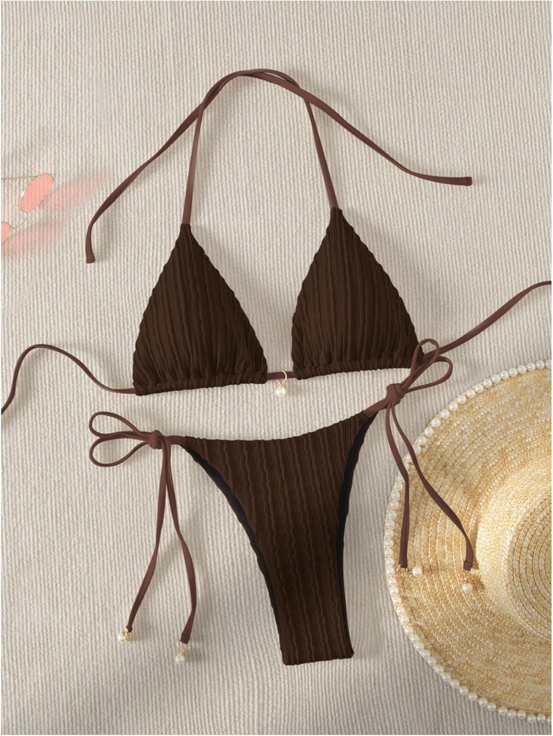 Verdusa Bikini Sets for Women 2 Piece Swimsuits Swimwear Beach Outfits Halter String Triangle Thong Bikini - Image 5