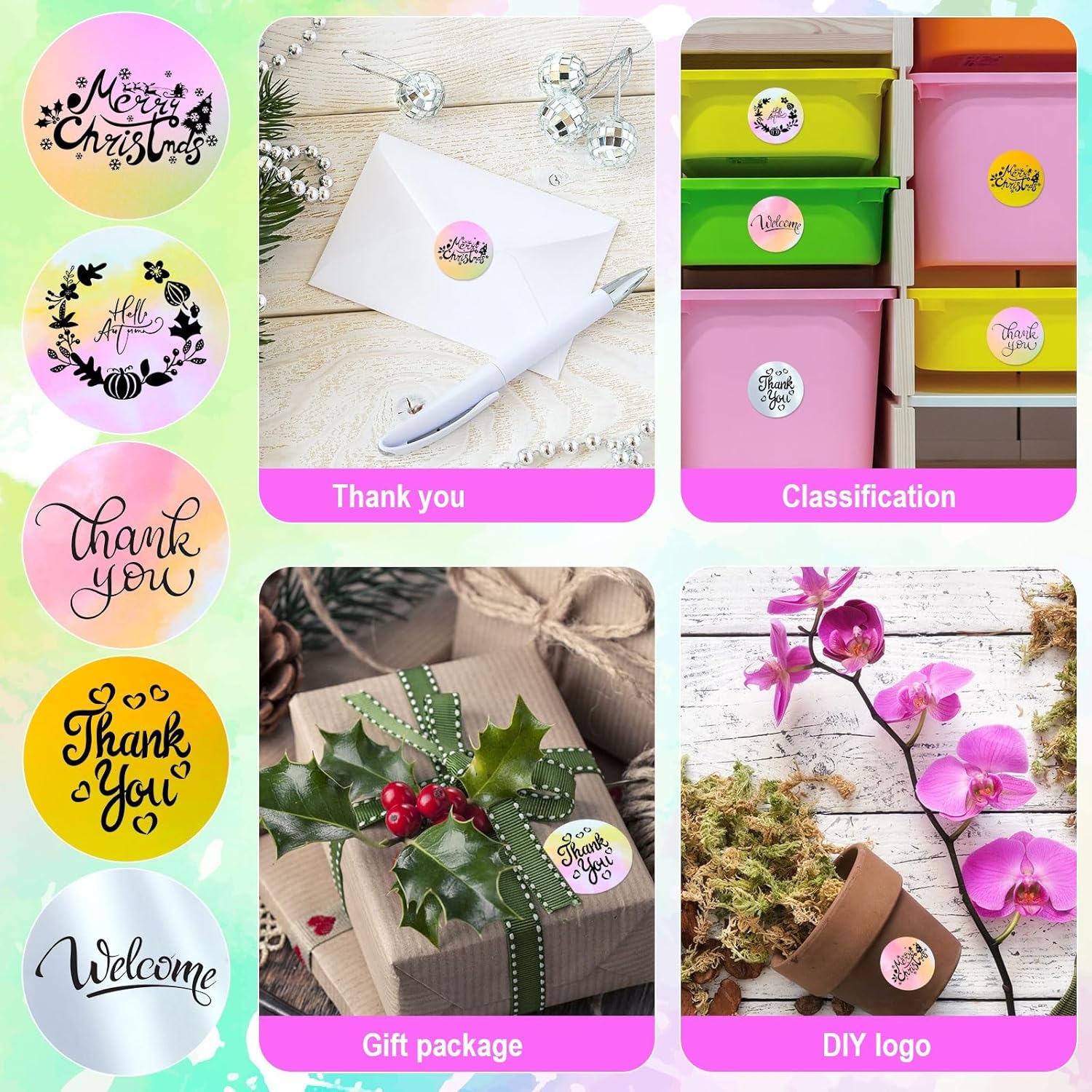 700 Pcs 2 Inch Round Thermal Labels Waterproof Circle Direct Thermal Stickers Printable Labels for Valentine's Day Gift Wrapping Thanks Card Small Business Logo(Bright,Round) - Image 4