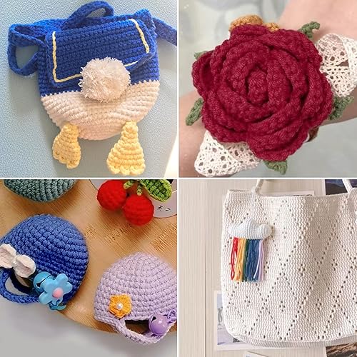 Miniatura 5 de NICEEC 4 madejas - Hilo suave para bebé, hilo 100% algodón para tejer ganchillo, hilo de 4 capas, hilo para manta, hilo para manualidades, peso,