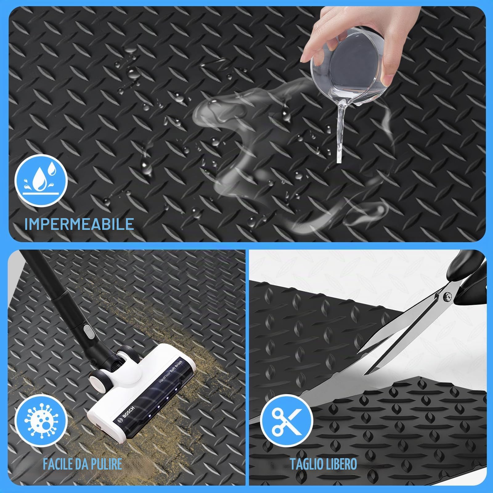 NZQXJXZ Tappeto Gomma Antiscivolo, Tappetino Spesso 650 x 41 cm | Pavimenti in PVC Rotoli per Garage, Pavimento per Roulotte,Camper,Tappetino da Parcheggio Resistente All'Acqua e Alle Macchie