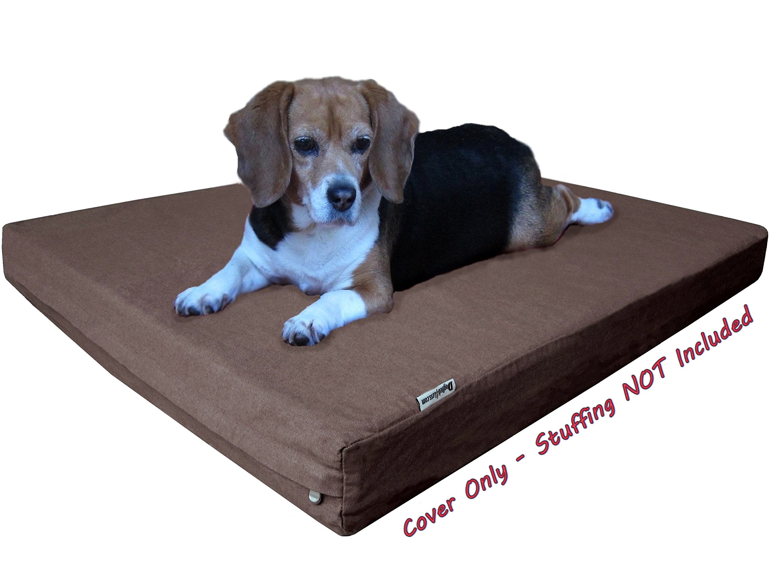 Dogbed4less DIY Pet Bed Pillow Brown Denim Duvet Cover and Waterproof Internal Case for Dog and Cat at 35X20X4 Inch - Covers only