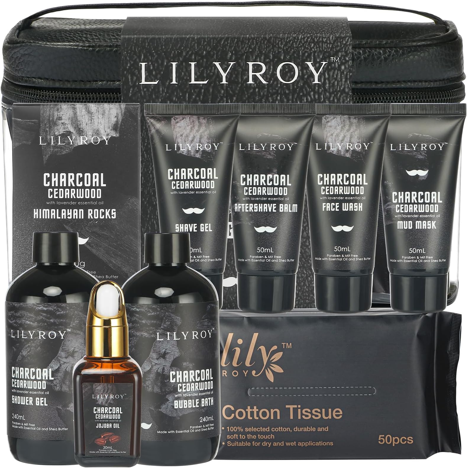LILY ROY Mothers Day Bath Spa Gift Set Birthday Spa Gift Basket for Men Father's Day Luxury Bath and Body Gift Set for Men for Father 10Pcs Spa Kit Gifts Set for Christmas Birthday Gift for men