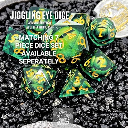 Miniatura 7 de Sage's Portal Dados de ojos de núcleo líquido de 1.299 in D20 con núcleo de vidrio para DND Dungeons and Dragons Pathfinder RPG TTRPG (Eye of The