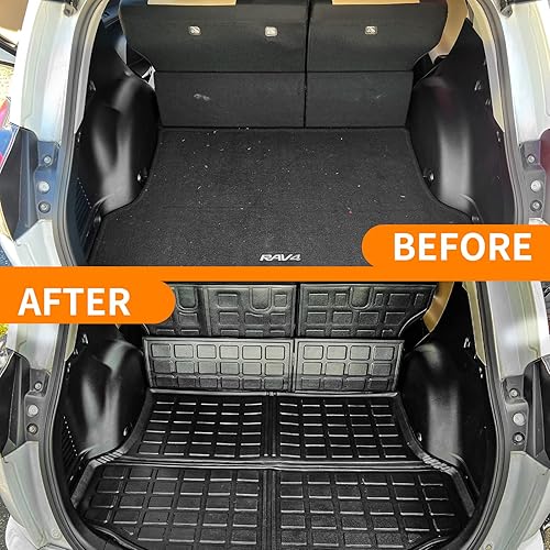 Miniatura 2 de Bomely Alfombra de Carga Compatible con Toyota Rav4 2013-2018 Alfombra de Maletero Forro de Carga Protector de Asiento Trasero Alfombra Delantera