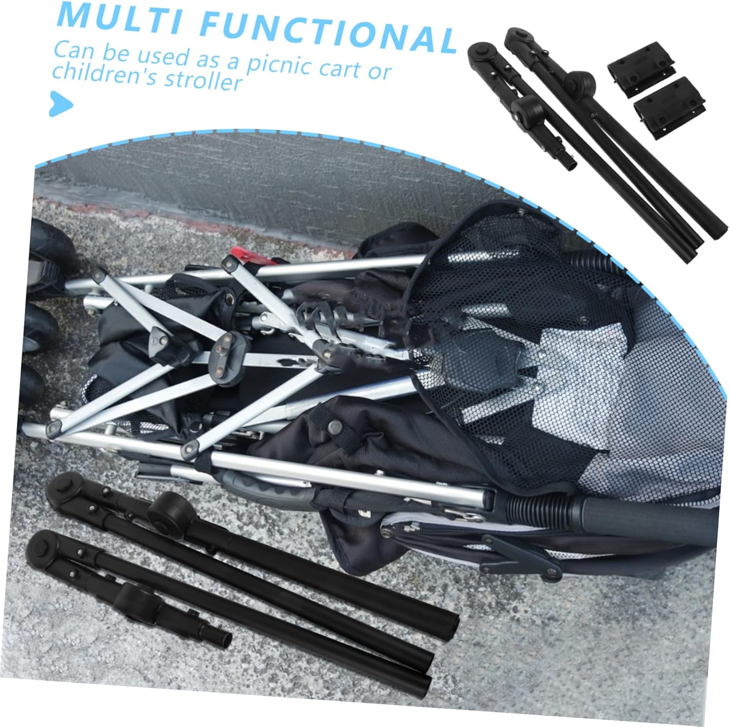 POPETPOP 1set Ergonomic Replacement Handle for Camping Cart Wagon Push Handle Attachment and Easy to Install Compatible Outdoor Wagons