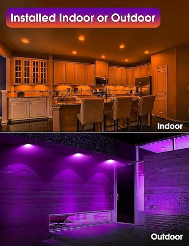 Miniatura 6 de Paquete de 2 bombillas de inundación naranjas y moradas para exteriores, PAR38 bombillas LED moradas de 15 W (equivalente a 100 W) E26 no regulable,