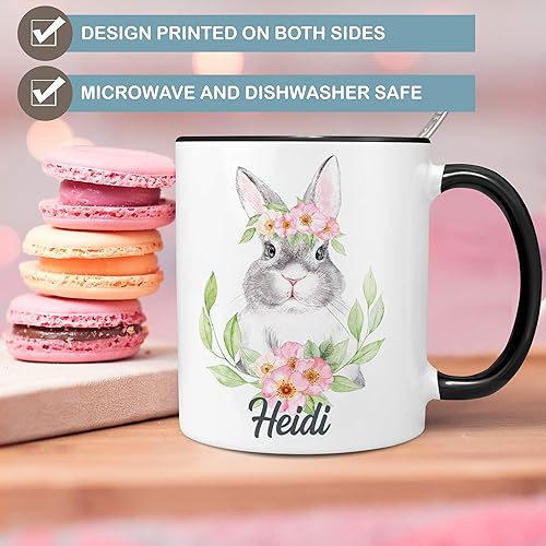 Miniatura 3 de Custom Bunny Name Mug with Floral Crown | Personalized Rabbit Coffee Cup for Kids or Adults | Cute Animal Easter Gift | Dishwasher Microwave Safe