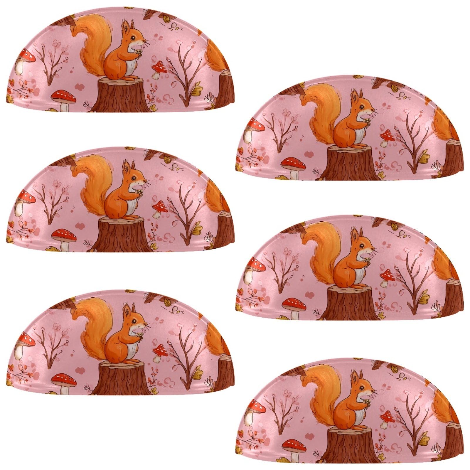etoenbrc 6 Pcs 3.4 Inch PBT Cup Cabinet Pulls Squirrel Mushroom Pink Drawer Handles, Kitchen Hardware Pulls for Cupboard,Wardrobe,Dresser Drawer
