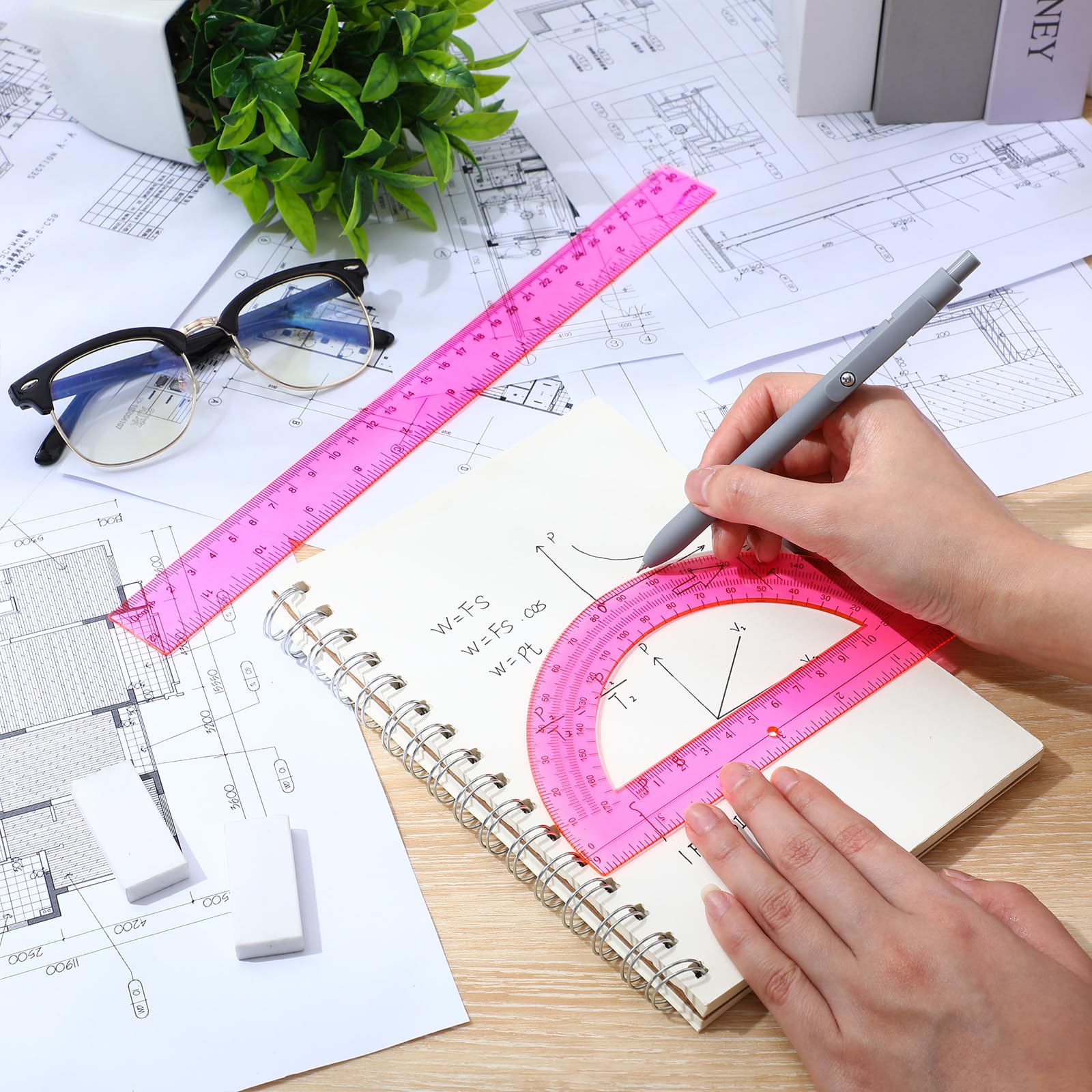 Snapklik.com : Zonon 2 Pack 12 Plastic Ruler And 6 Plastic Protractor ...