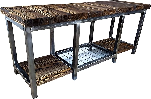 CHYRKA® TV stand (120x40 cm H=50 cm, Natural color) SAMBOR shelf in the living room TV base made of natural wood handmade metal