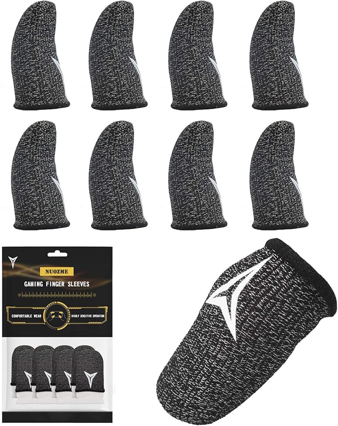 Gaming Finger Sleeves for Mobile Gaming, 0.3mm Silver Fiber, Smooth