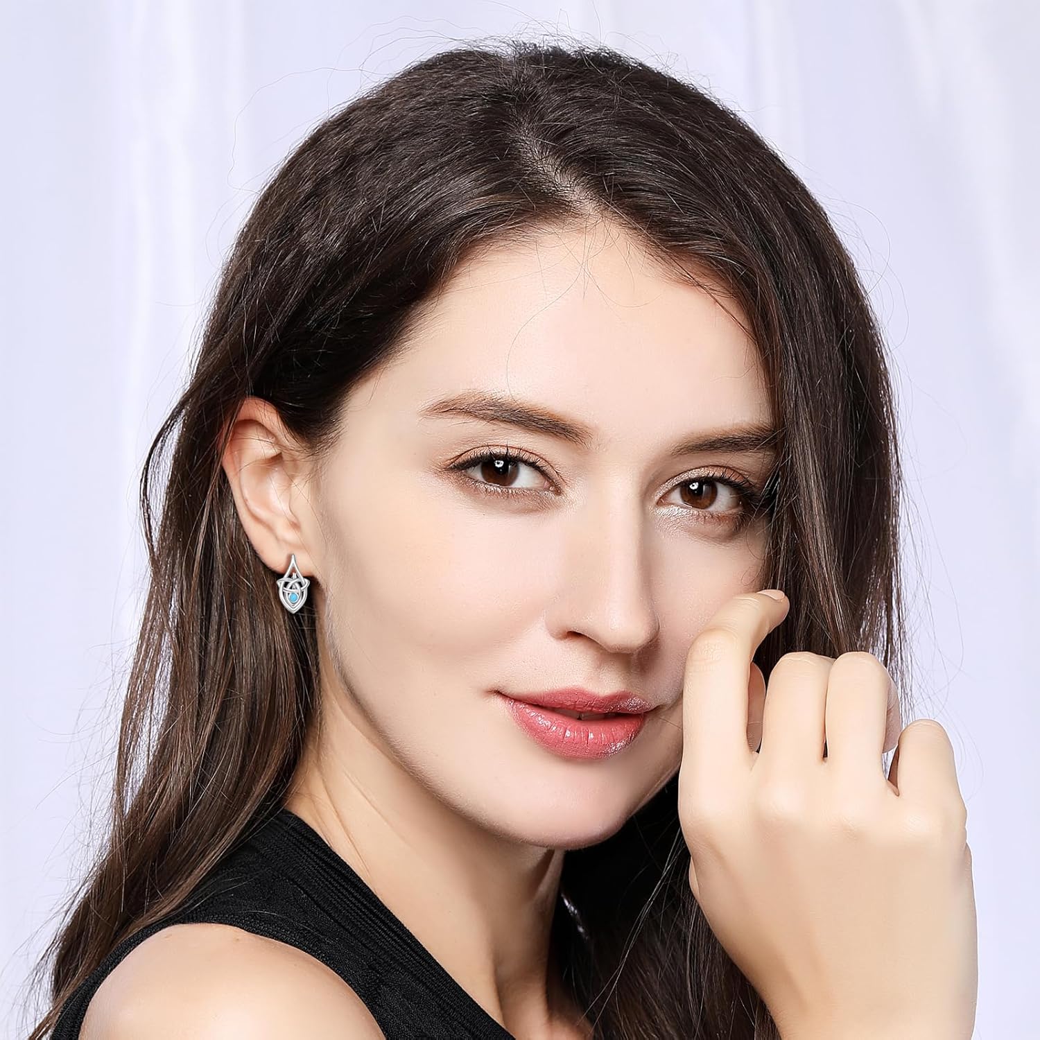 Leverback Earring for Women Girls Sterling Silver Dangle Drop Hoop Earrings Celtic Moonstone/Animal/Ankh Lever Back Hoops for Women Teens Birthday Anniversary Earrings Hypoallergenic - Image 2