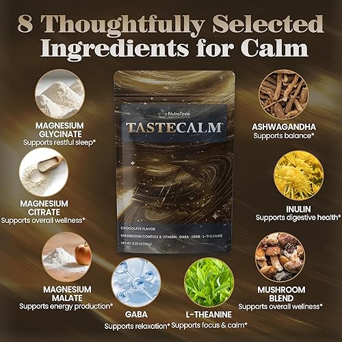 Miniatura 2 de Polvo de magnesio tranquilo, Ashwagandha, L-teanina, GABA y 6 hongos Suplemento de glicinato de magnesio para relajación y apoyo tranquilo Sin