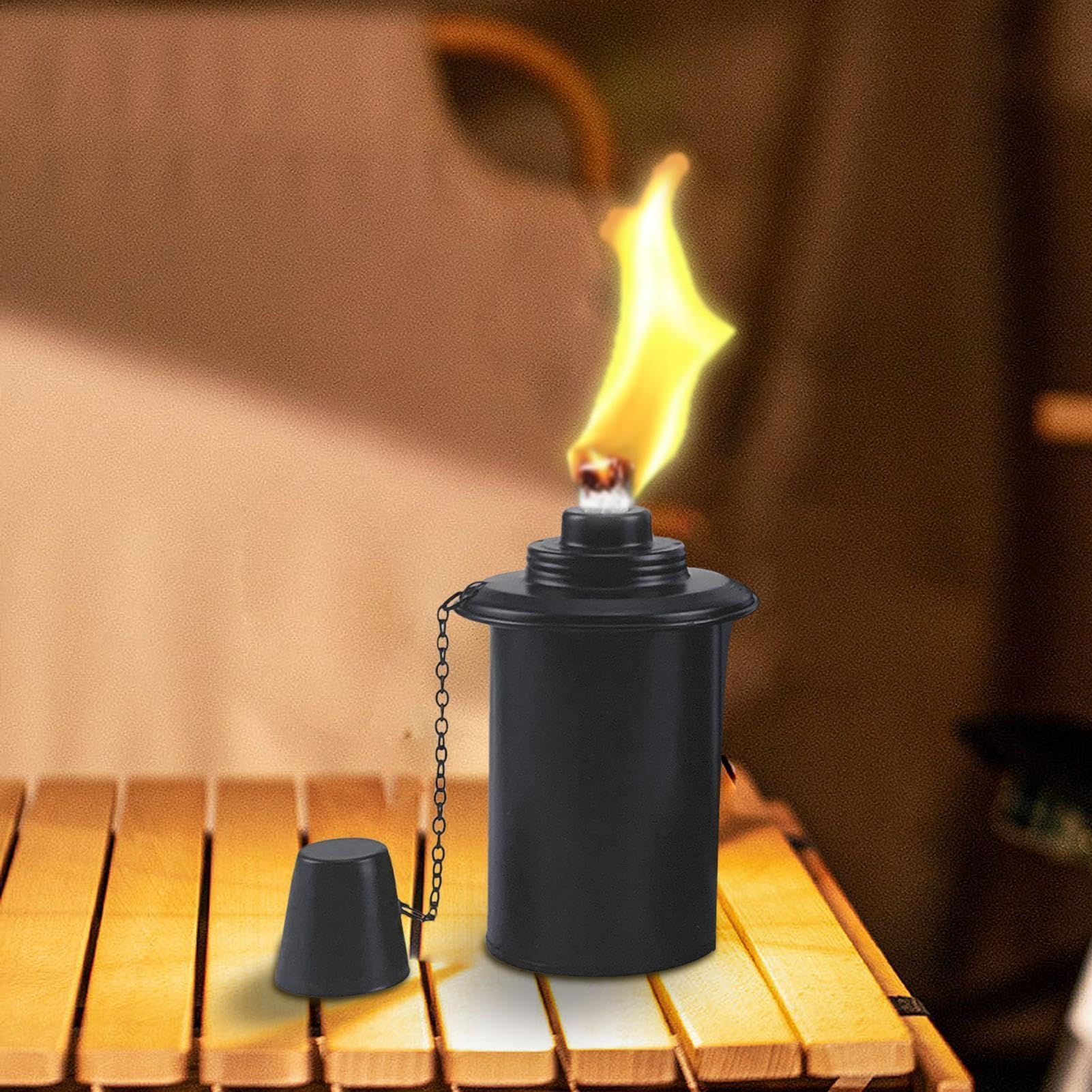 Bidones recargables para linterna, juego de 4 unidades, bidón de metal para antorchas con tapa, iluminación nocturna, para jardín, manualidades, bidón de repuesto para césped al aire libre