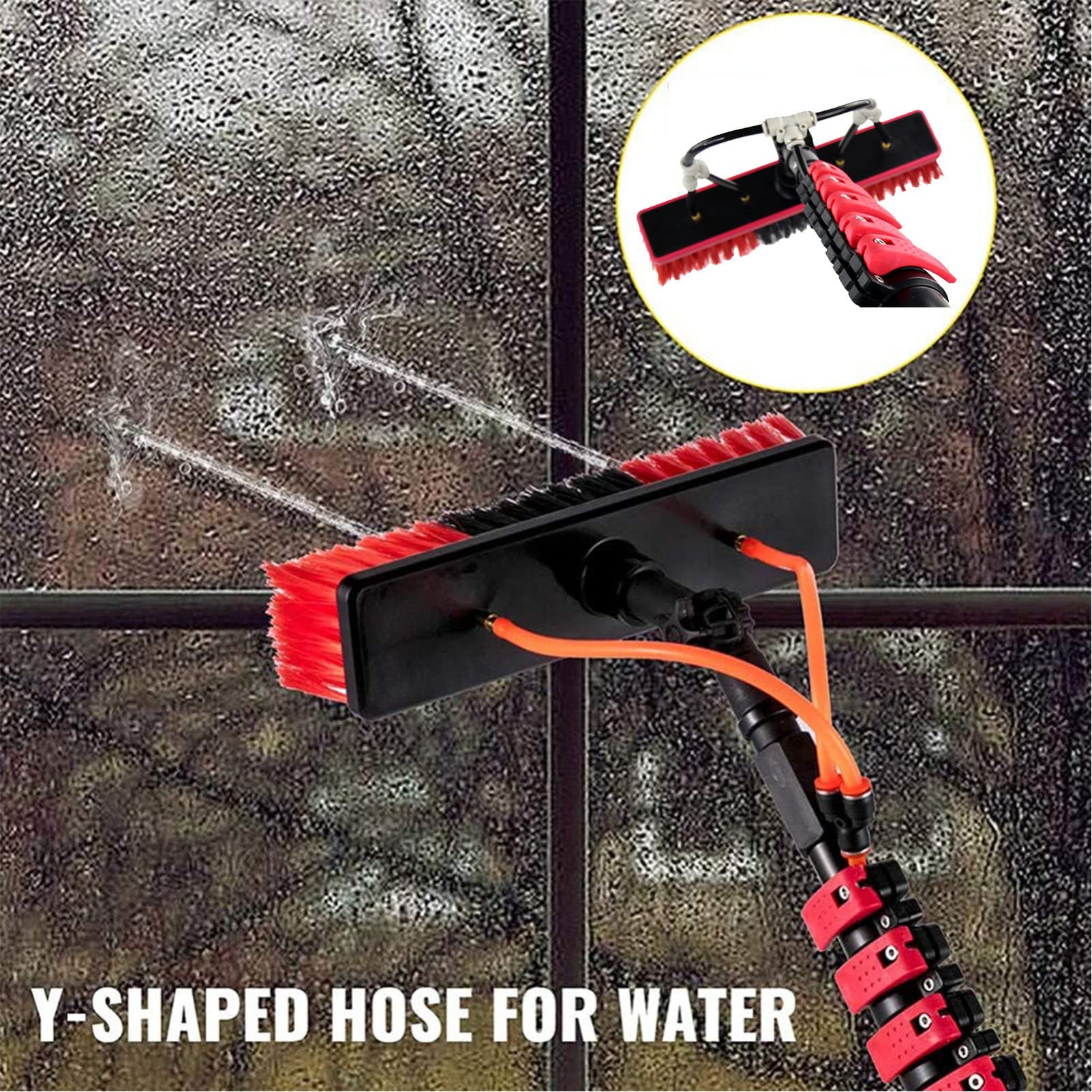 Kit cópico de limpieza de ventanas alimentado por agua cepillo extensible para techos de invernadero limpiador de paneles solares herramienta de limpieza eficiente al aire libre para
