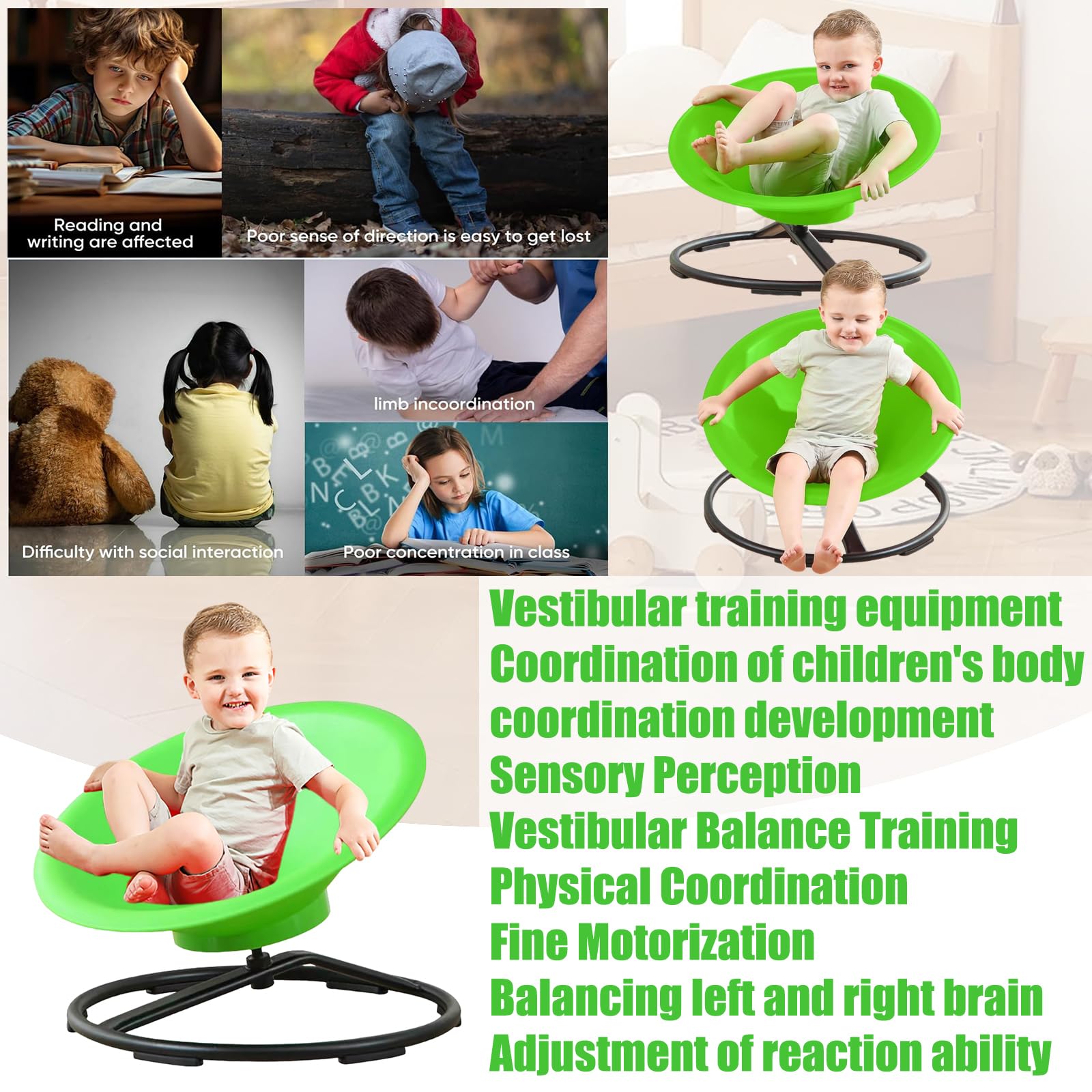 Großer Drehstuhl für Autismus, 65 cm, komplett verpackt, sensorischer Drehstuhl, Autismus, sensorische Ausrüstung, bequem zum Liegen, Autismus, Drehstuhl, Training, Körperwissenschaft, Spielzeug