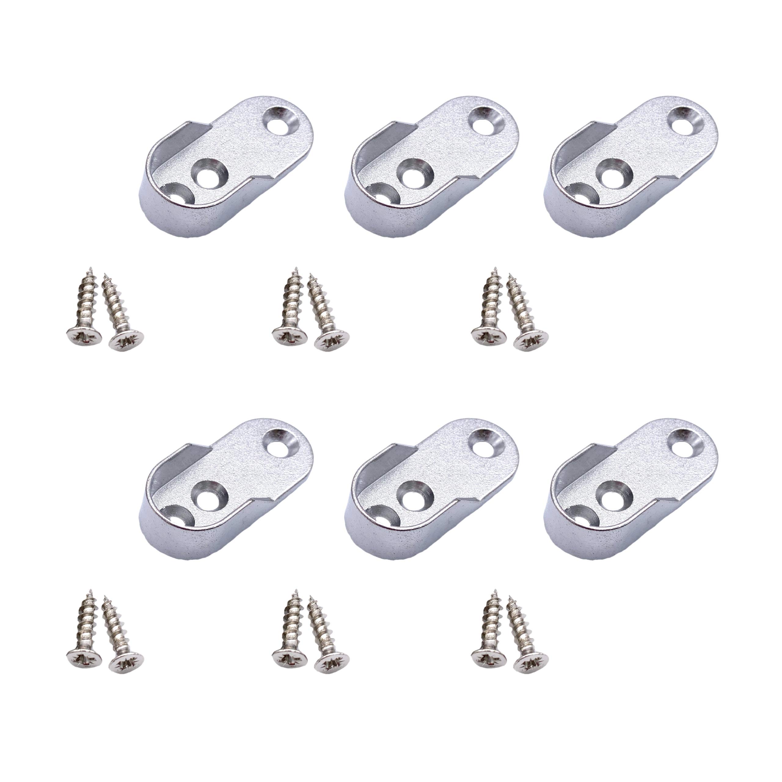 EAI Polished Chrome Wardrobe Rail End Socket for Oval Rail, Pack of 6