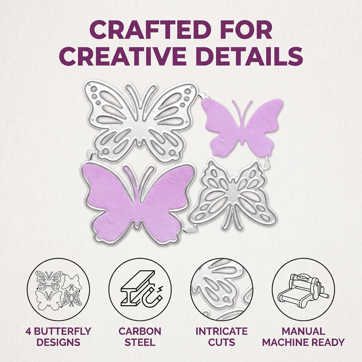 4Pcs Butterfly Metal Cutting Dies,DIY Scrapbooking and Card Making Stencils, Embossing Dies for Paper Crafts,Photo Album Decor, Crafting Supplies (Metal Die-Cuts)