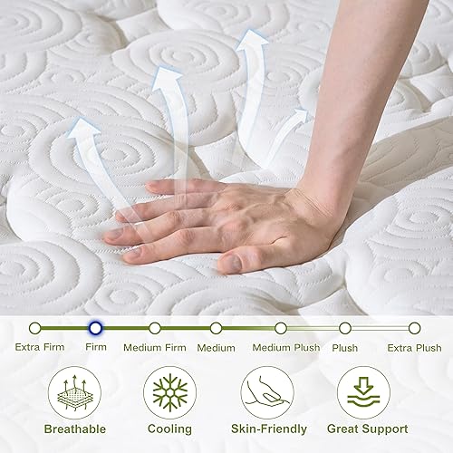 Miniatura 3 de Onlylucky Colchón tamaño Queen firme de 14 pulgadas en una caja, colchones Hybird con espuma viscoelástica de gel y resortes individuales para