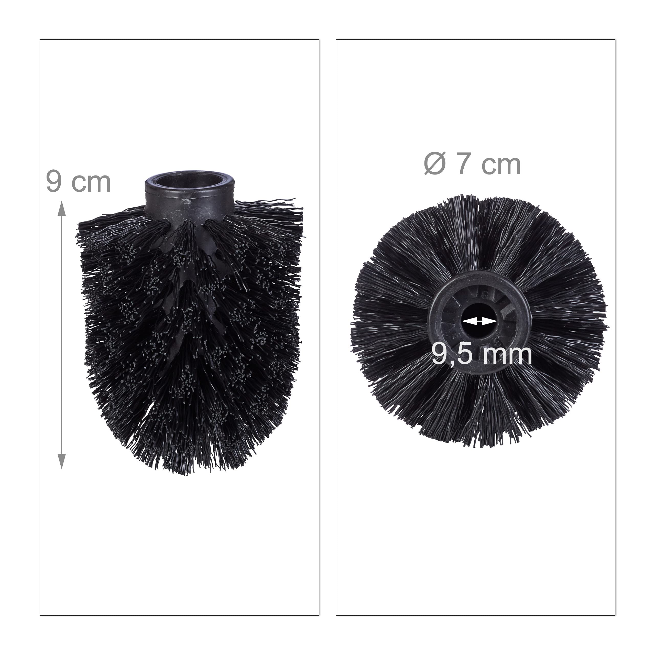 Relaxdays WC Bürstenkopf im 5er Set, lose Toilettenbürsten 9,5mm Gewinde, Ersatzbürstenkopf Durchmesser 7 cm, 2 Farben