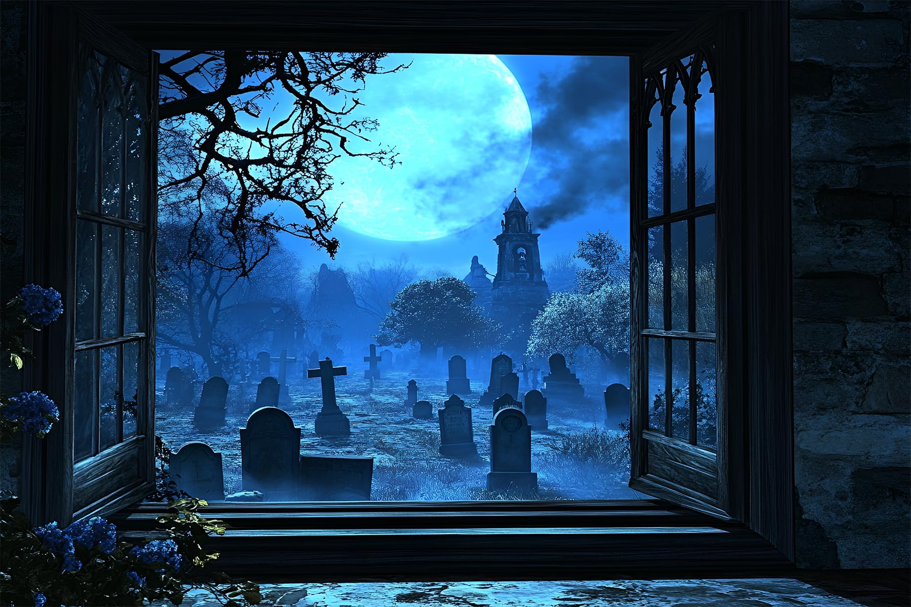 Autocollants de cimetière hanté pour décoration Halloween murale effet 3D gothique