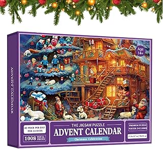 Advent Calendar 2023 Christmas Jigsaw Puzzles - 24 Days Advent Calendar Jigsaw Countdown Calendar | 1008 Piece Jigsaw Christmas Countdown Advent Calendar | Christmas Jigsaw Gifts for Adults Kids