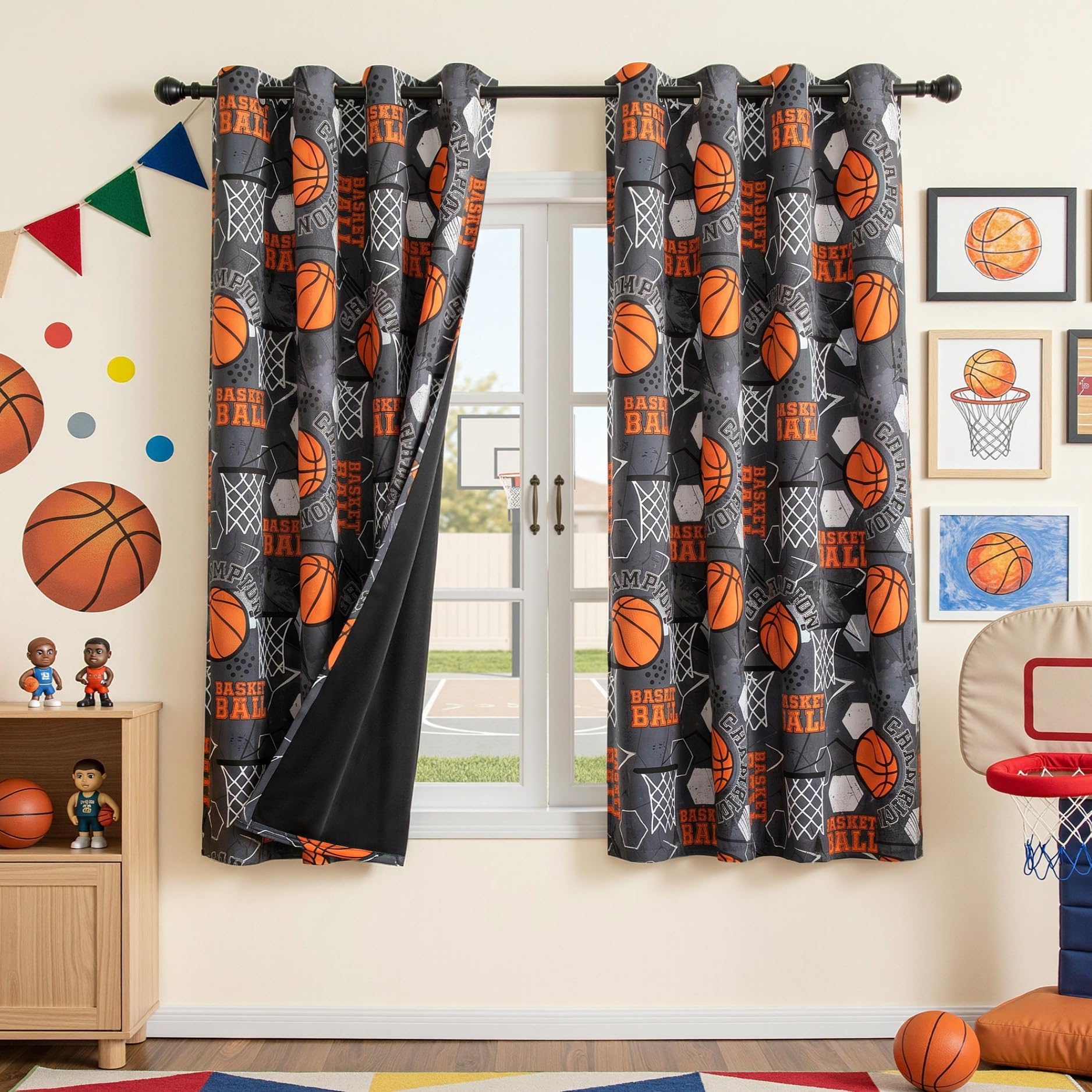 MYSKY HOME Blackout Curtains 63 Inch Length for Teen Boys Kids Room Decor