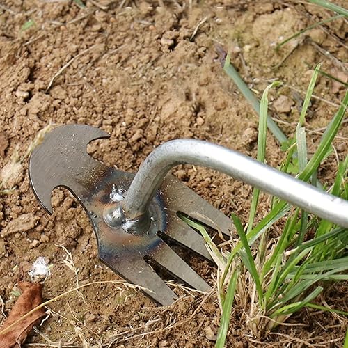 Miniatura 9 de Herramienta de deshierbe de desarraigo, extractor de malezas forjado de acero al manganeso de alta calidad, 4 dientes, desbrozadora de doble