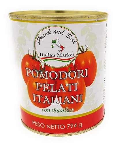 Frank and Sal Tomates italianos pelados enteros con albahaca  Producto totalmente natural de Italia  3 latas de 28 onzas fáciles de abrir  Kosher