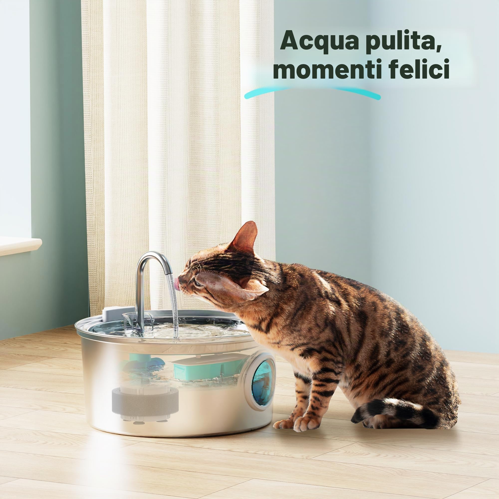 FOFNON Filtri Fontanella per Gatti: 12 Filtro Fontanella per Gatti - 6 Pezzi Filtro + 6 Pezzi di Spugna de Fontana Gatto - Filtri per Capelli - Tripla Filtrazione