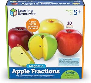 Learning Resources Magnetic Apple Fractions, Montessori Toys, Math Games, Play Food for Kids, Set of 10, Ages 5+
