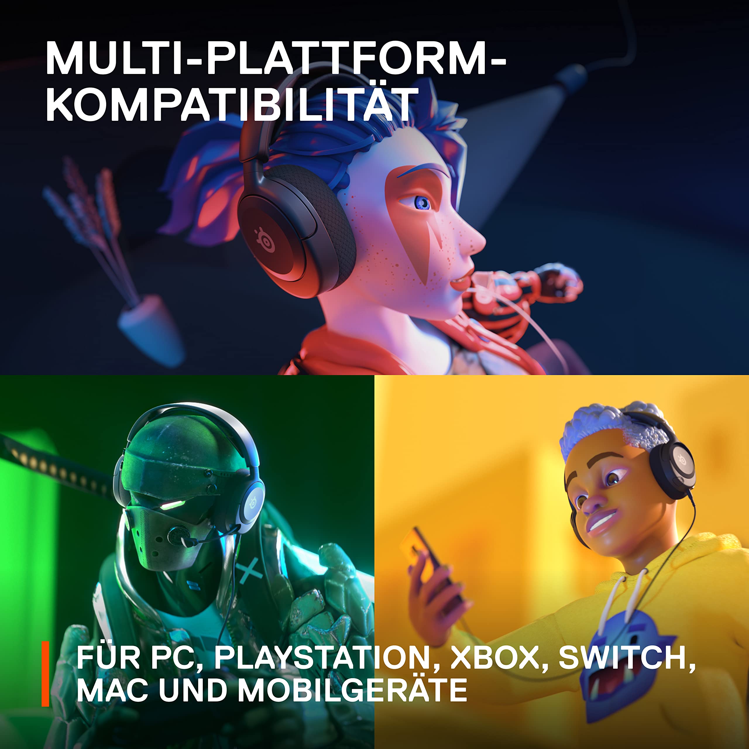 SteelSeries Arctis Nova 1 Gaming-Headset Hi-Fi-Treiber 360° Surround-Sound AirWeave Memory Foam-Ohrpolster Geräuschunterdrückung PC PS5 Xbox Schwarz