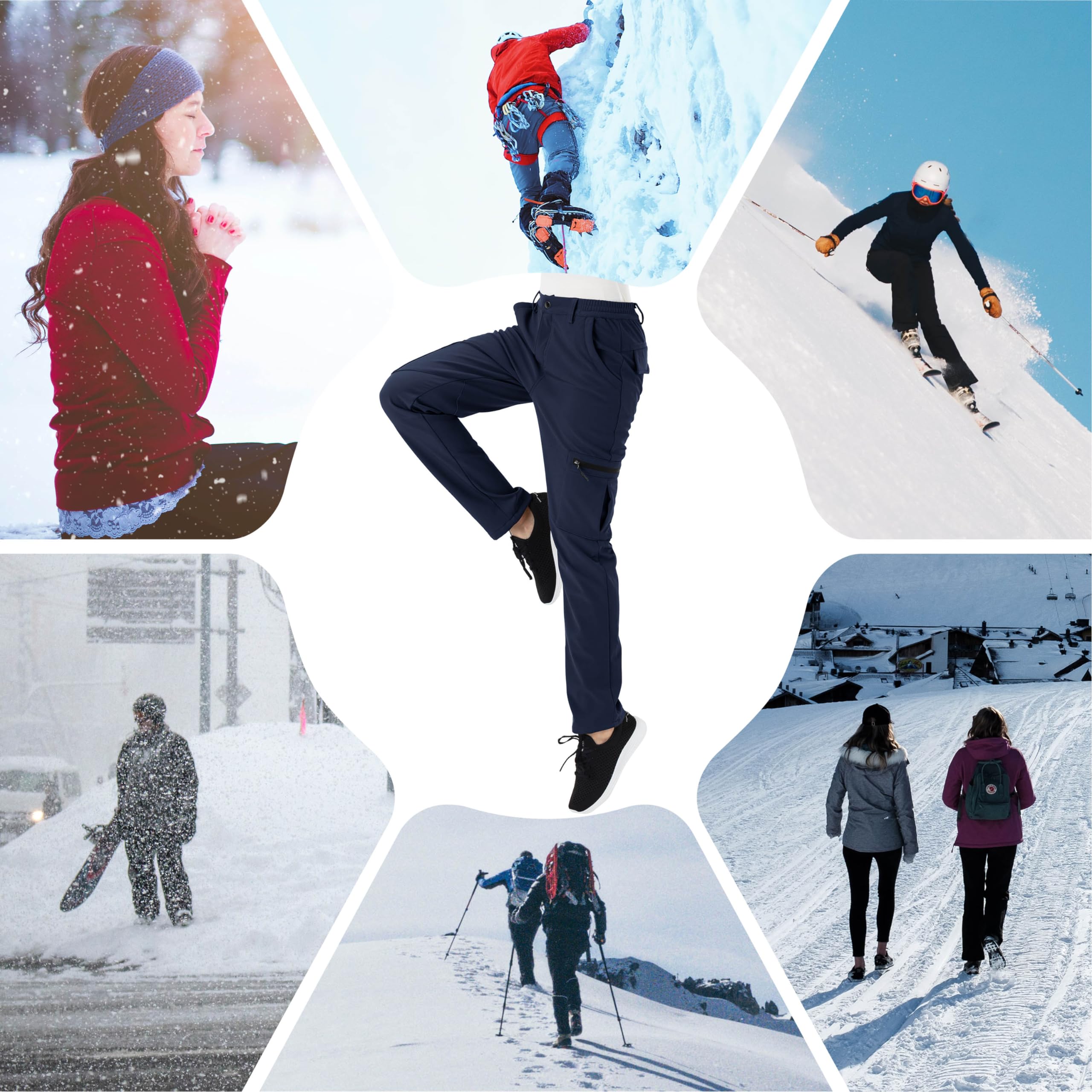 Rdruko Pantaloni cargo da donna foderati in pile, impermeabili, invernali, caldi, casual, per passeggiate, escursionismo, sci, lavoro all'aperto