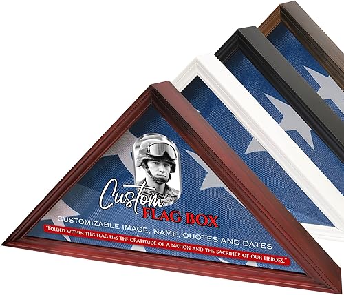 Miniatura 9 de Caja de bandera personalizada para bandera de veterano estadounidense, 9.5 x 5 pies a todo color, vitrina impresa UV para bandera funeraria, vitrina