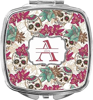 Sugar Skulls & Flowers Compact Makeup Mirror (Personalized)