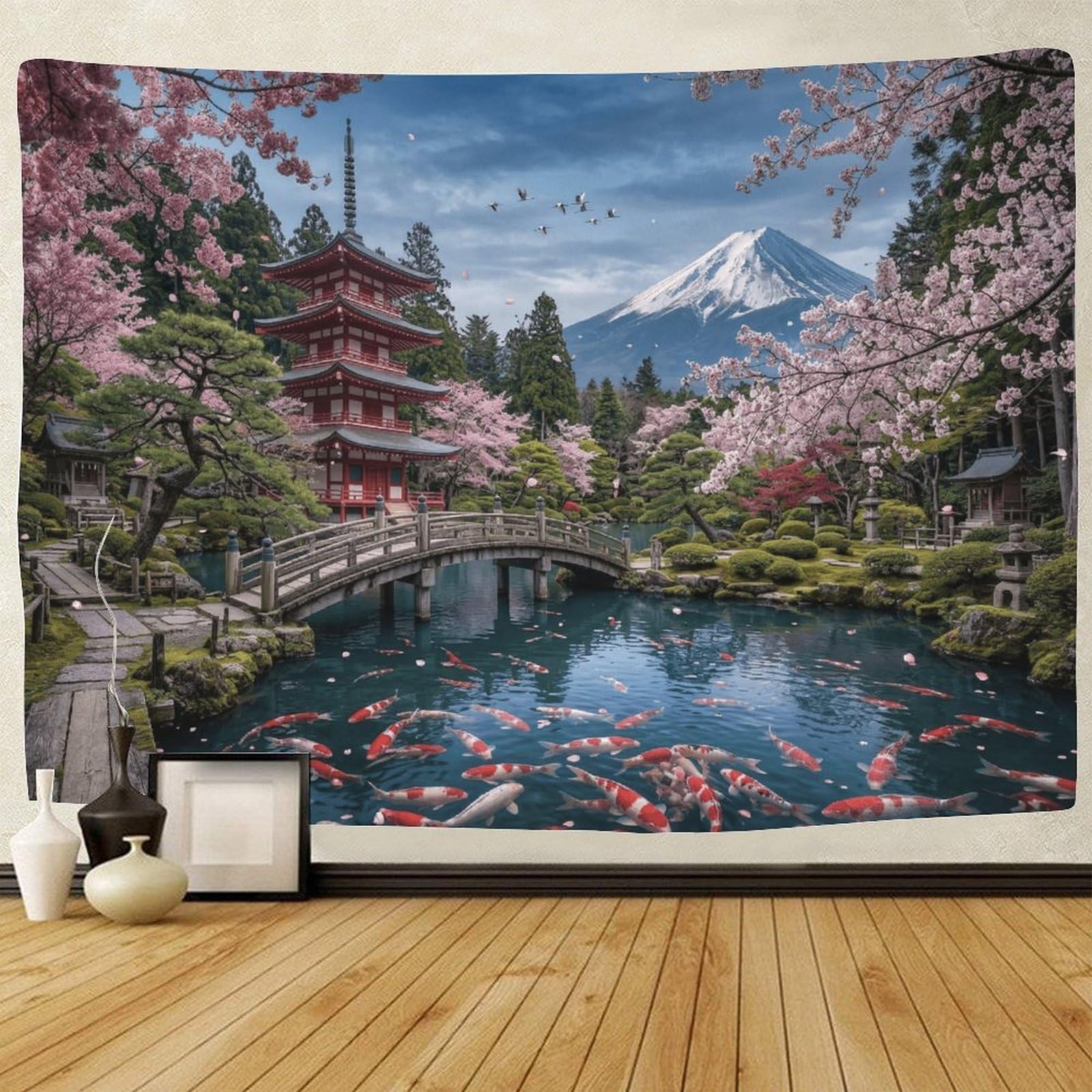 GPMNBCXZK Japanese Mount Fuji Wall Tapestry Bedroom Living Room Home Decor Pagoda 3D Printed Wall Art 130cmx150cm