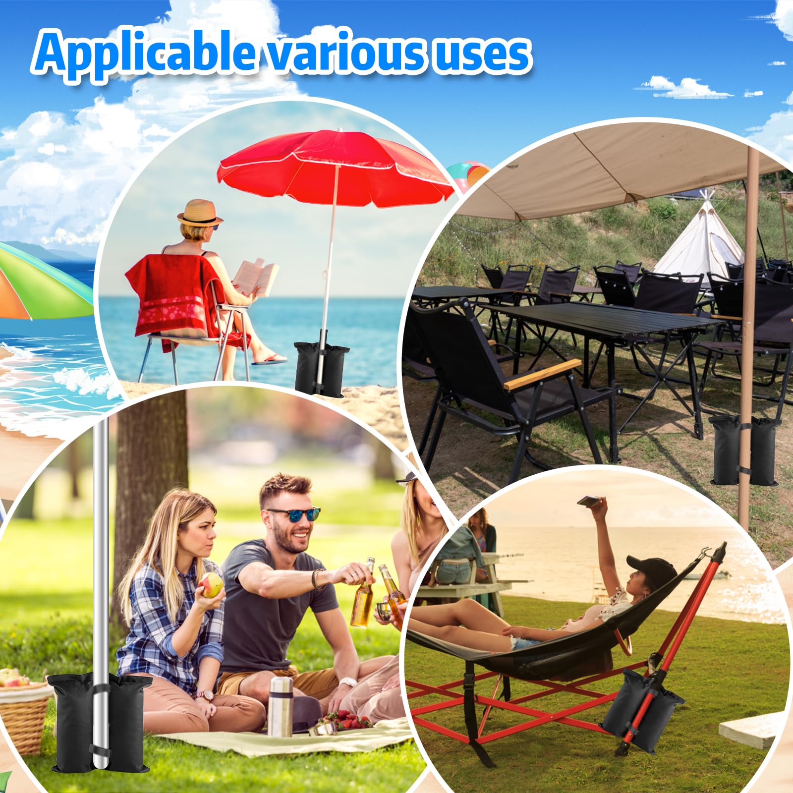 4 Pezzi Pesi per Gazebo,Sacchi di Sabbia di Peso,Pesi per Tenda Gazebo,zavorre per gazebo,per Qualsiasi Tenda Pop-up Outdoor Gazebo Ombrelloni Piscina Scala