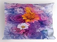 Vista 40 de Lunarable Funda de almohada de dibujos animados, corona blanca sobre fondo rosa, tiara gráfica de dibujos animados, estampado de letras de palabras