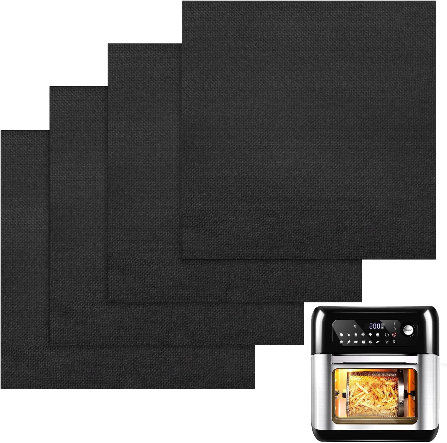 BYKITCHENAir Fryer Accessories for Tower, 4 PCS Non-Stick Air Fryer Liners for Oven, Baking Tray Mat Compatible with Tower 17076 Xpress & Daewoo 10L to12L Air Fryer Oven (24CM*26CM)