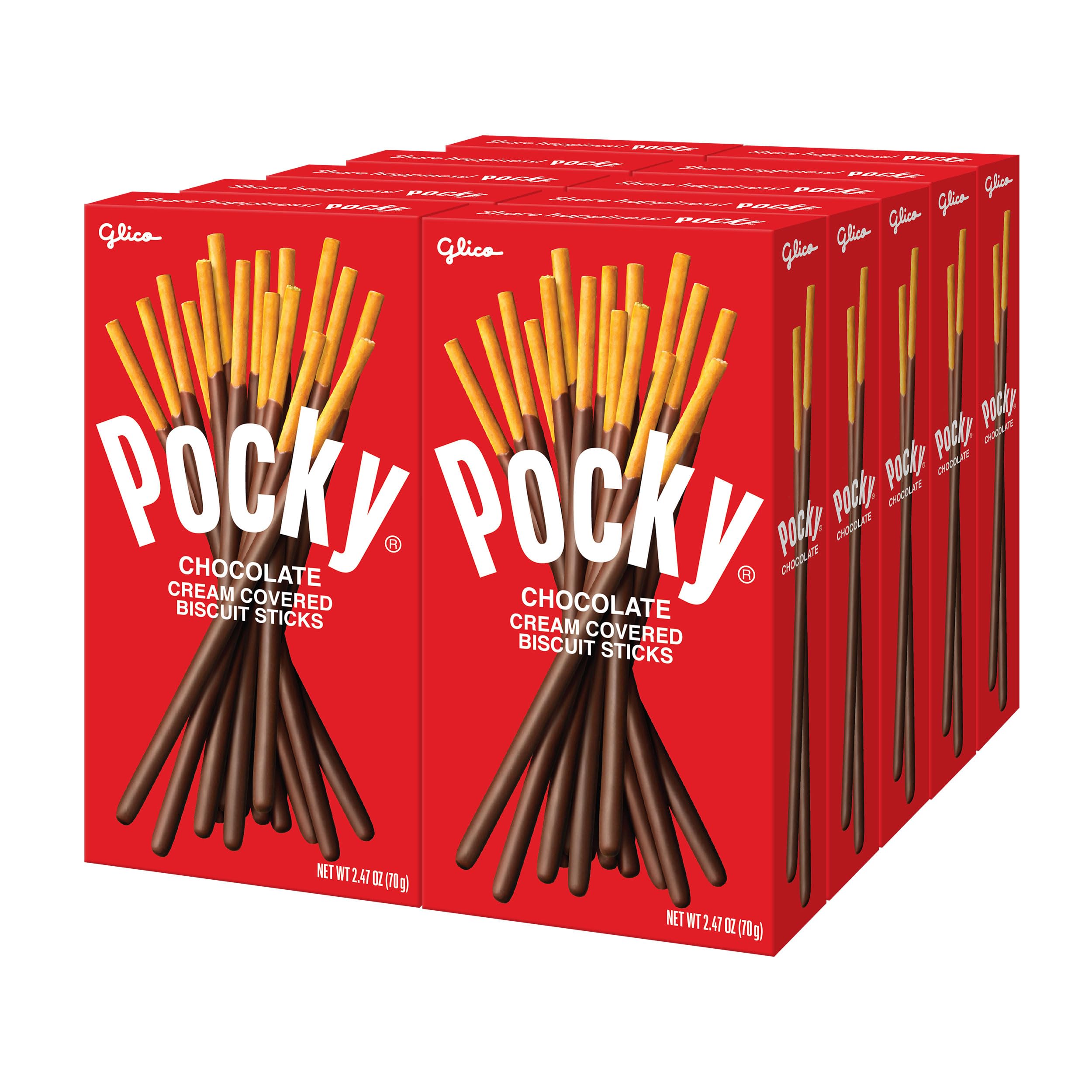 Pocky Chocolate Biscuit Sticks – Classic Chocolate-Covered Crunchy Snack, Mess-Free and Perfect for Sharing – (Pack of 10)