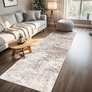 RUUGME Hallway Runner Rug 3x8 - runner Rug Stain Resistant for living room Non Slip Indoor Entryway Rubber Backing Carpet Bedroom Kitchen Distressed Floor Decor Mat Machine washable 3x8 Brown