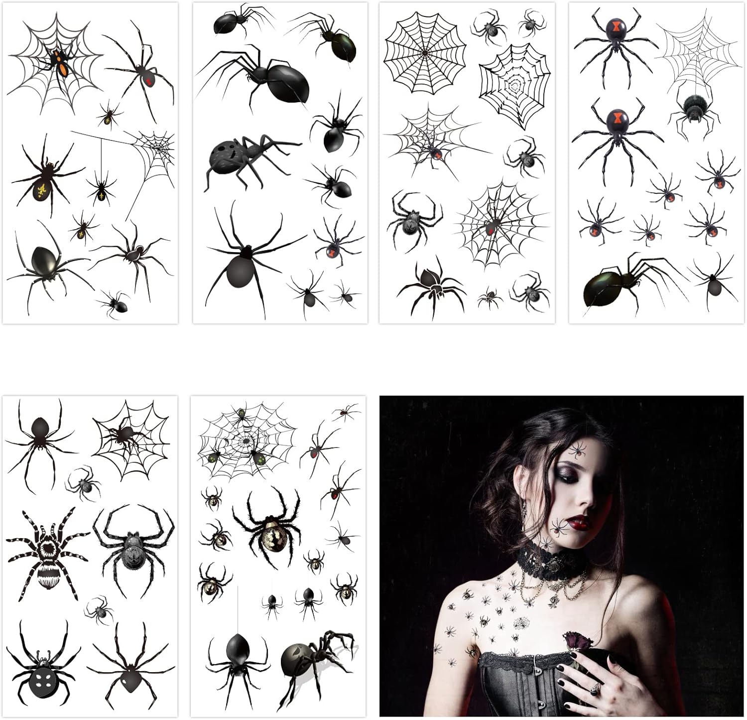 22 Foglio Halloween Tatuaggi Temporanei, Tatuaggio della Bocca di