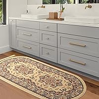 Vista 36 de Antep Rugs Alfombras Oriental - Alfombras tradicionales de 2 x 7 pies (antideslizante) de bajo perfil con parte trasera de goma para interiores Azul