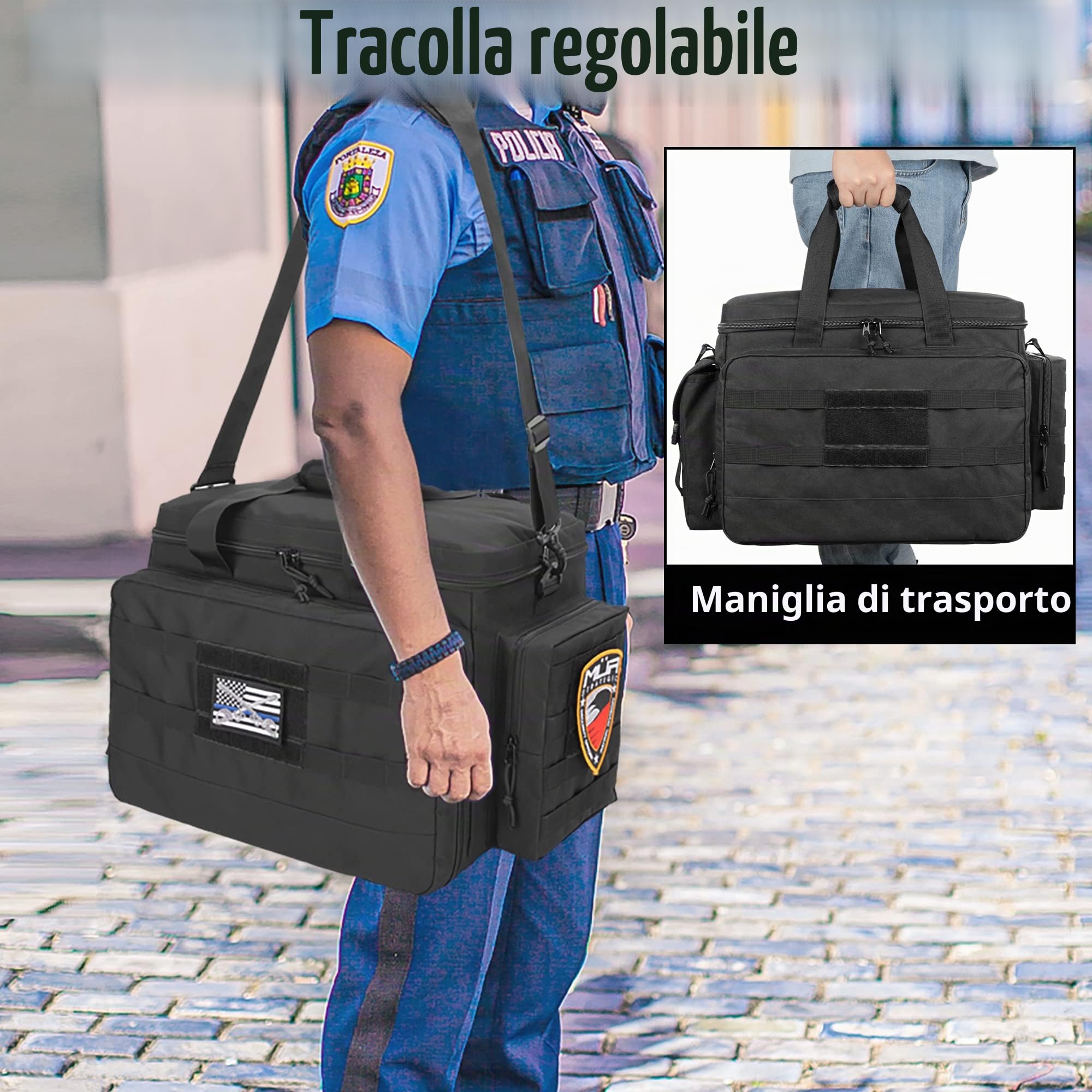 SAMDEWBorsa da Pattuglia, Organizer per Sedile Anteriore Dell'auto | Organizer per Attrezzatura di Polizia e Pattugliamento con Scomparto per Laptop Fino a 15,6", Compatibile con Sistema Molle