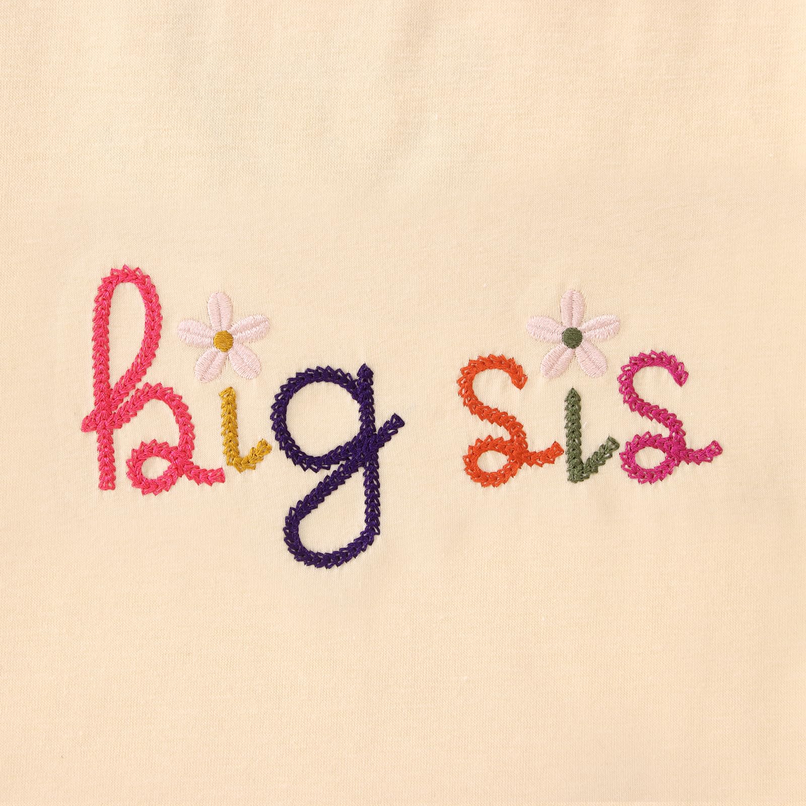 Big Sister T-shirt pour bébé avec inscription « Big Sis » pour bébé avec broderie Big Sis pour tout-petit - Propulsé à grande sœur - T-shirt d'été à manches courtes - Joli t-shirt en coton brodé