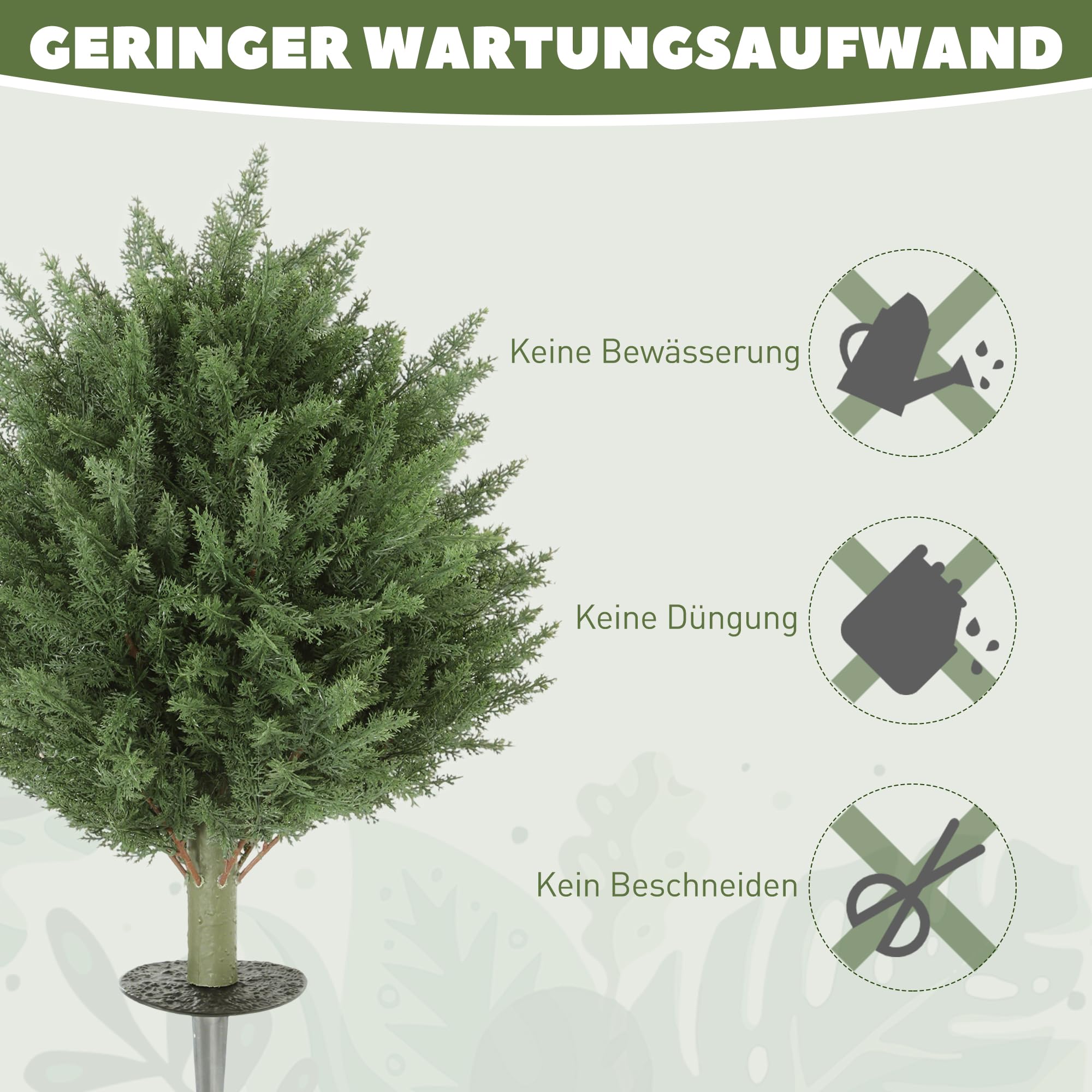 HOMCOM 2er-Set Künstliche Pflanzen 40 cm UV-beständige Kunstpflanze | Zypresse, 387 Blättern, Erdspieß, Wohnzimmer, Schlafzimmer, Büro, Garten
