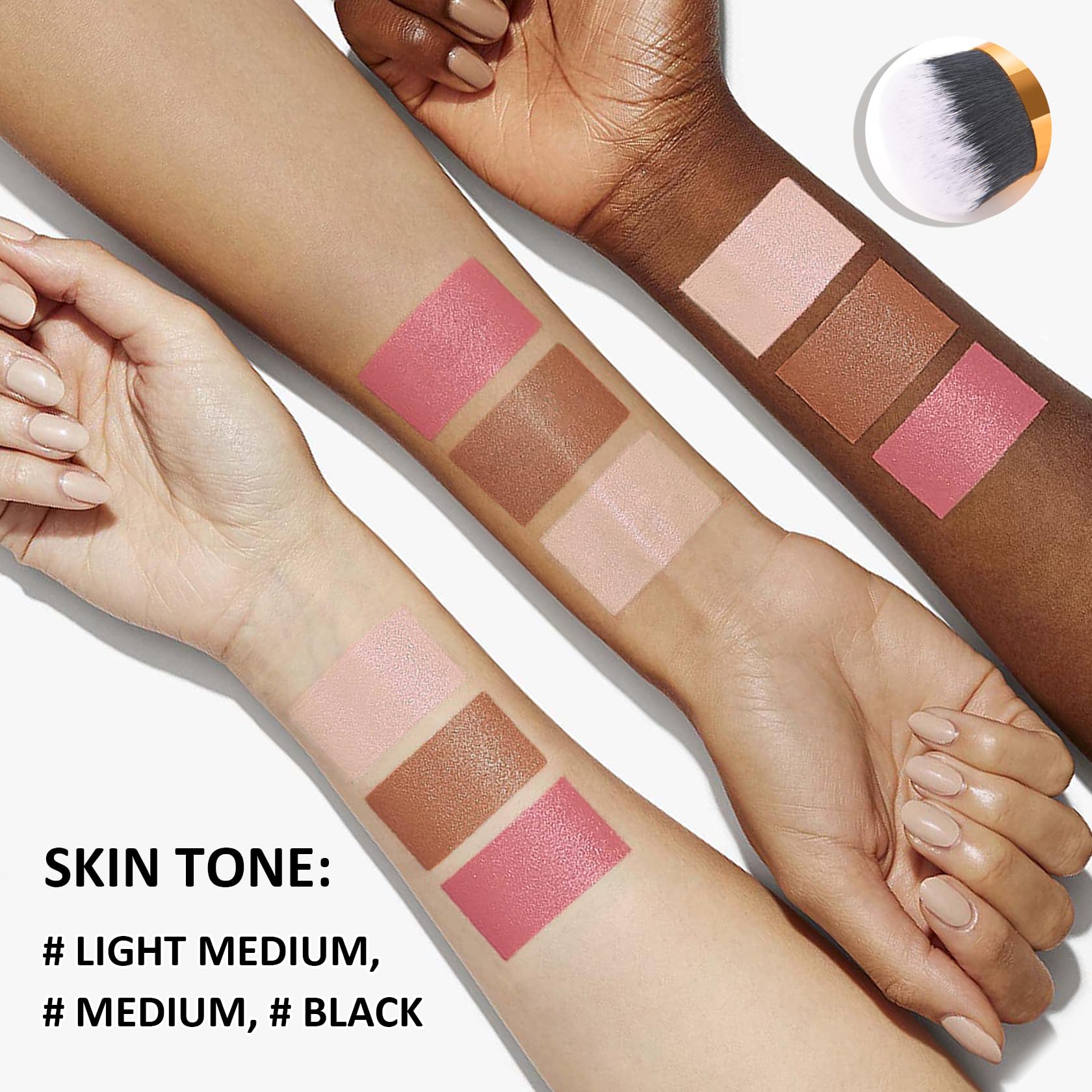 Set mit 3 Konturenstiften in Creme, Rouge, Highlighter, Bronzer und Konturenstift, matt, wasserfest, mit Pinsel, cremiger Stift, nicht fettend