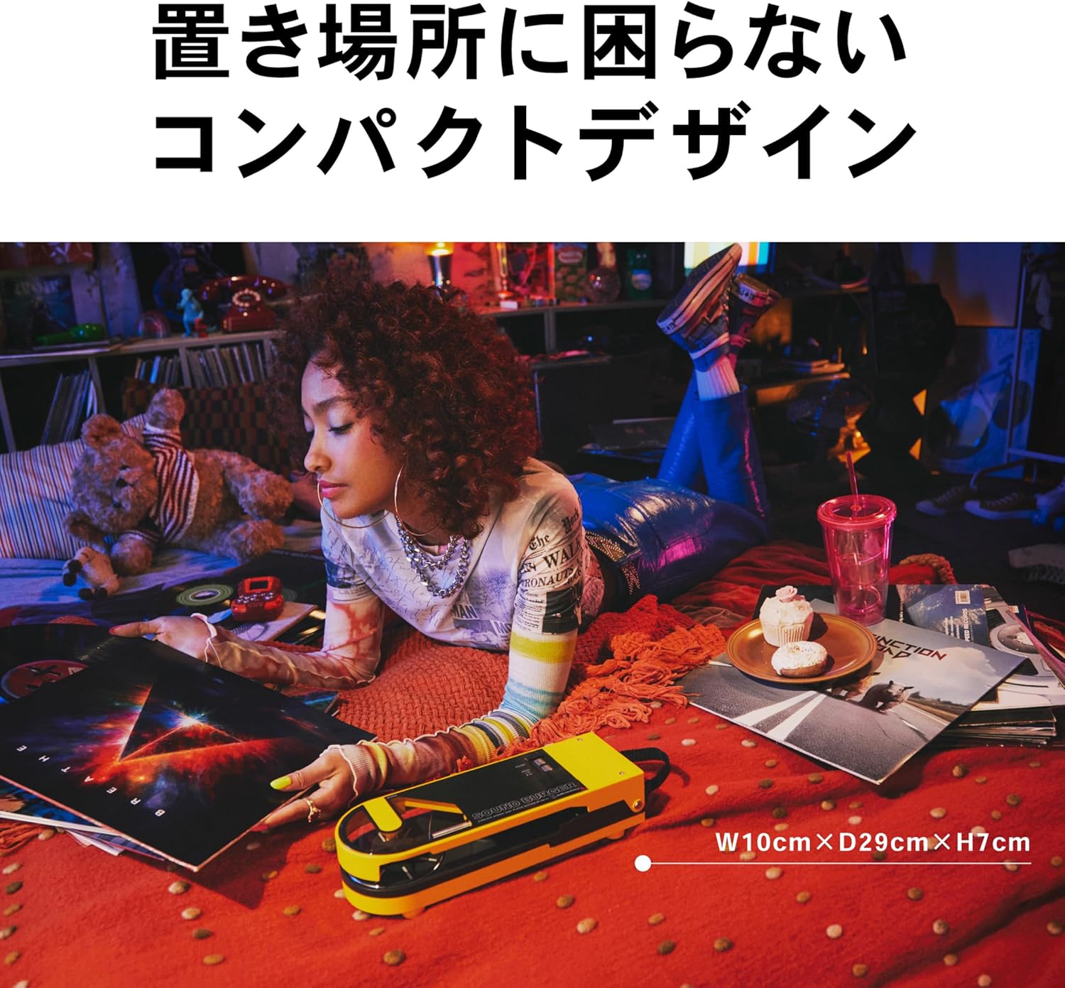 オーディオテクニカ AT-SB727 BK ワイヤレス レコードプレーヤー AT-SB727 サウンドバーガー ポータブル 小型 軽量 USB充電 Bluetooth ベルトドライブ【国内正規品】ブラック